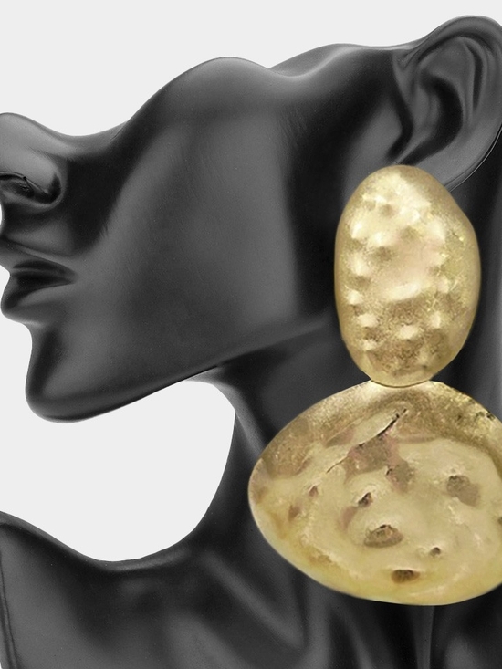 Jewelry - Gold Hammered Drop Earrings - Women Jewelry